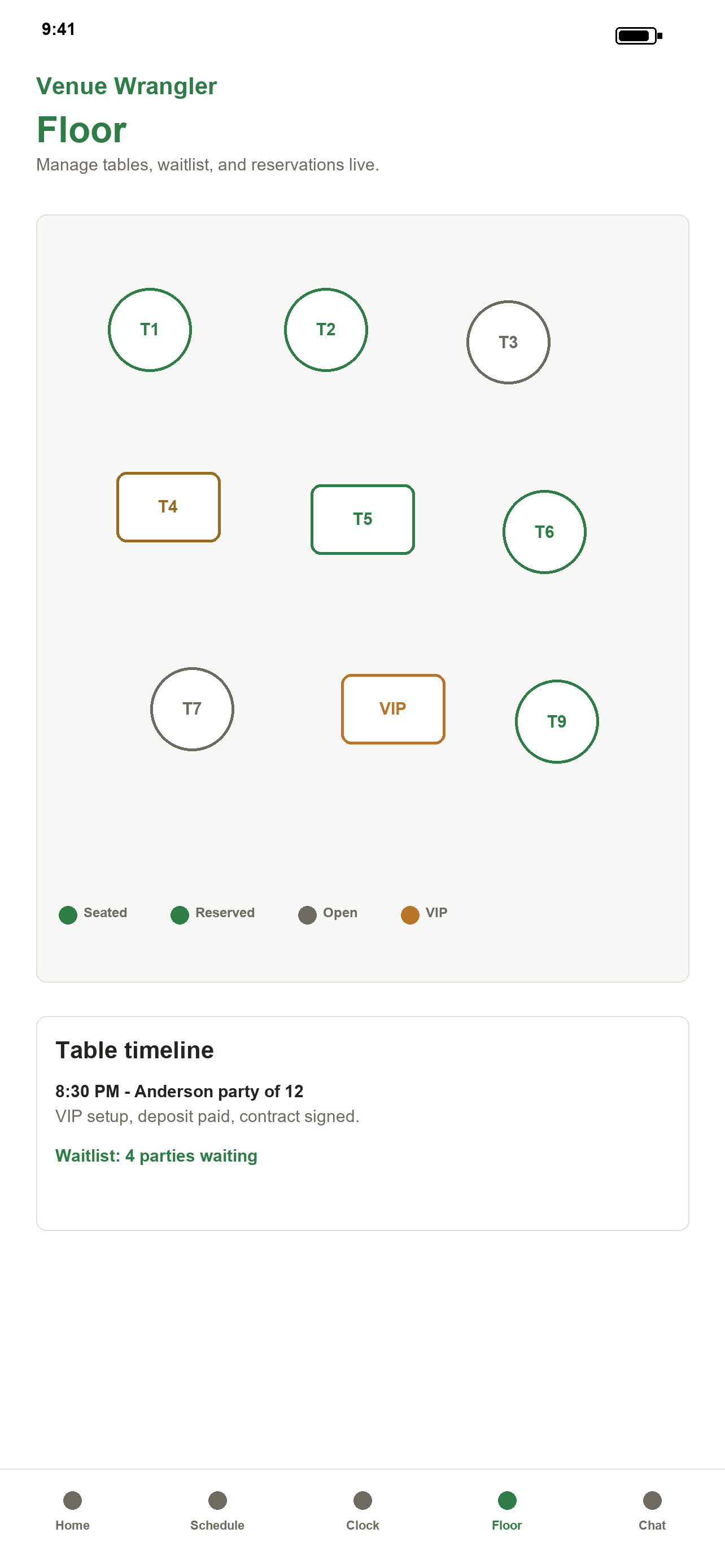 Live floor plan with table states